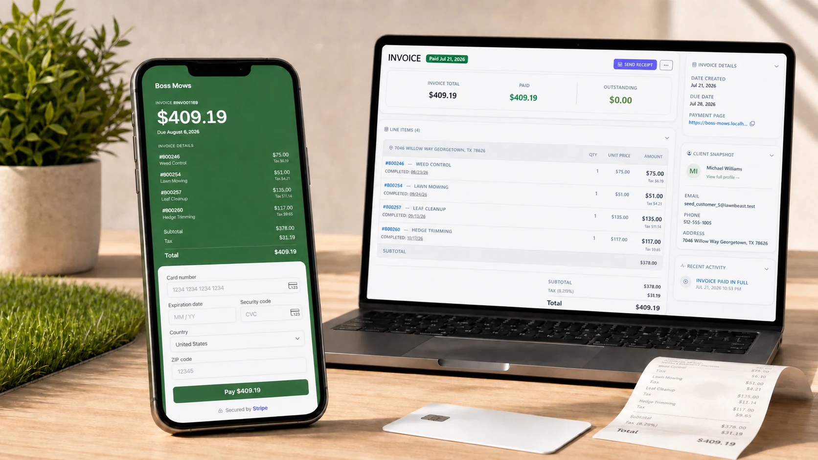 LawnBeast invoices can now be paid online