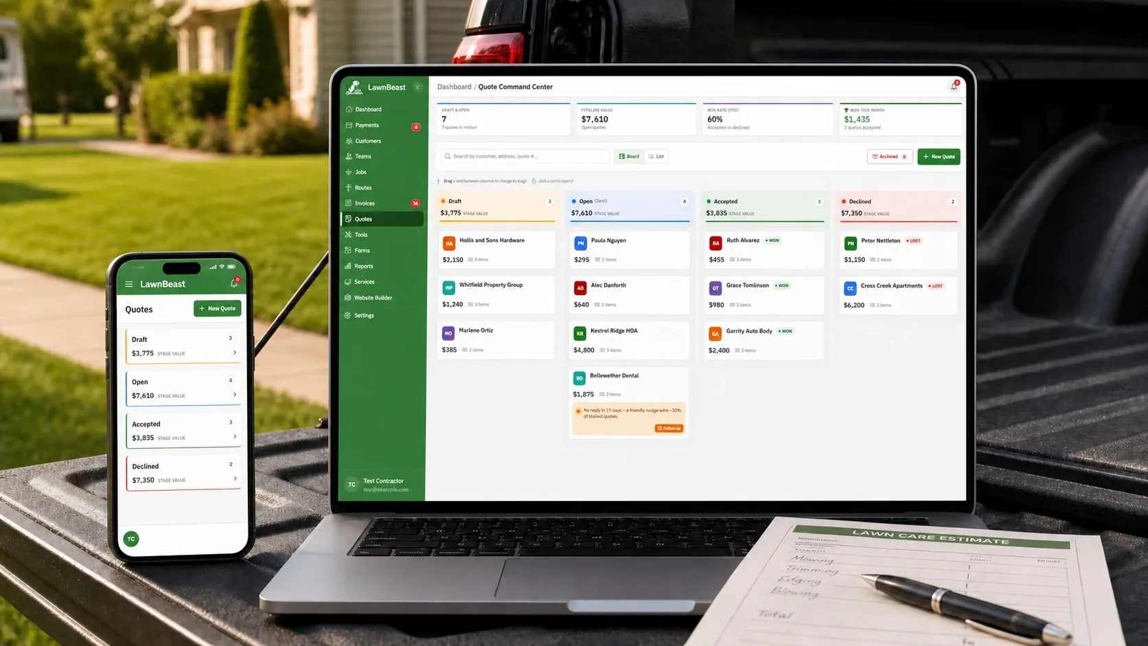 Quotes now have a board view and itemized pricing